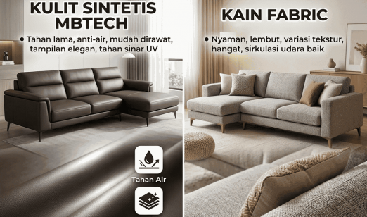 Tips Memilih Bahan Bekleed Sofa: Keunggulan Kulit Sintetis MBtech vs Kain Fabric - Bekleed Sahabat Surabaya